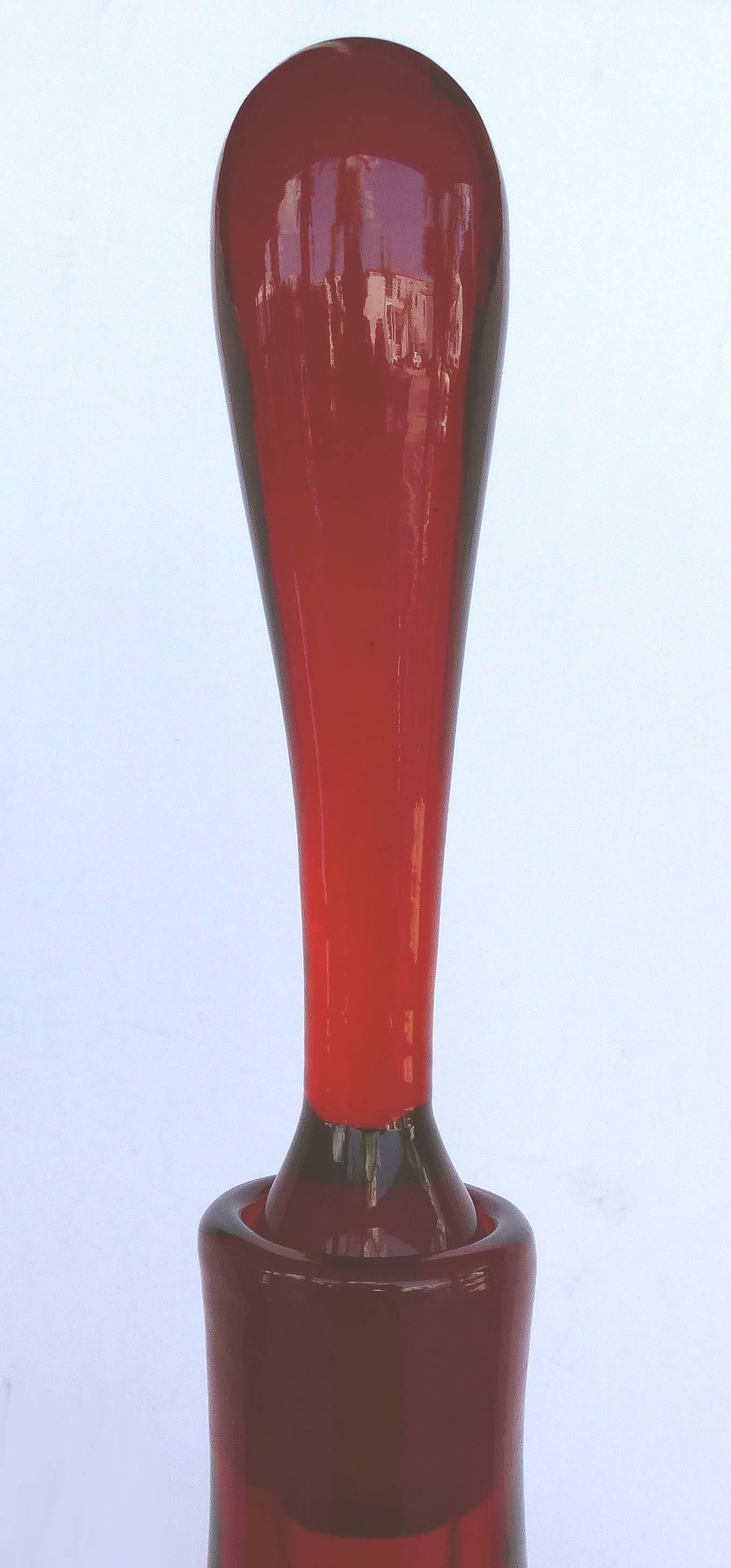 Mid-Century Modern Blenko Large Decorative Bottle with Stopper