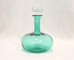 BLENKO Mid 20th Century Hand-Blown Green Glass Decanter
