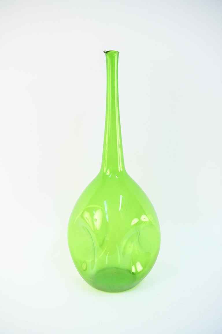 Blenko Midcentury Glass Bottleneck Vase at 1stDibs
