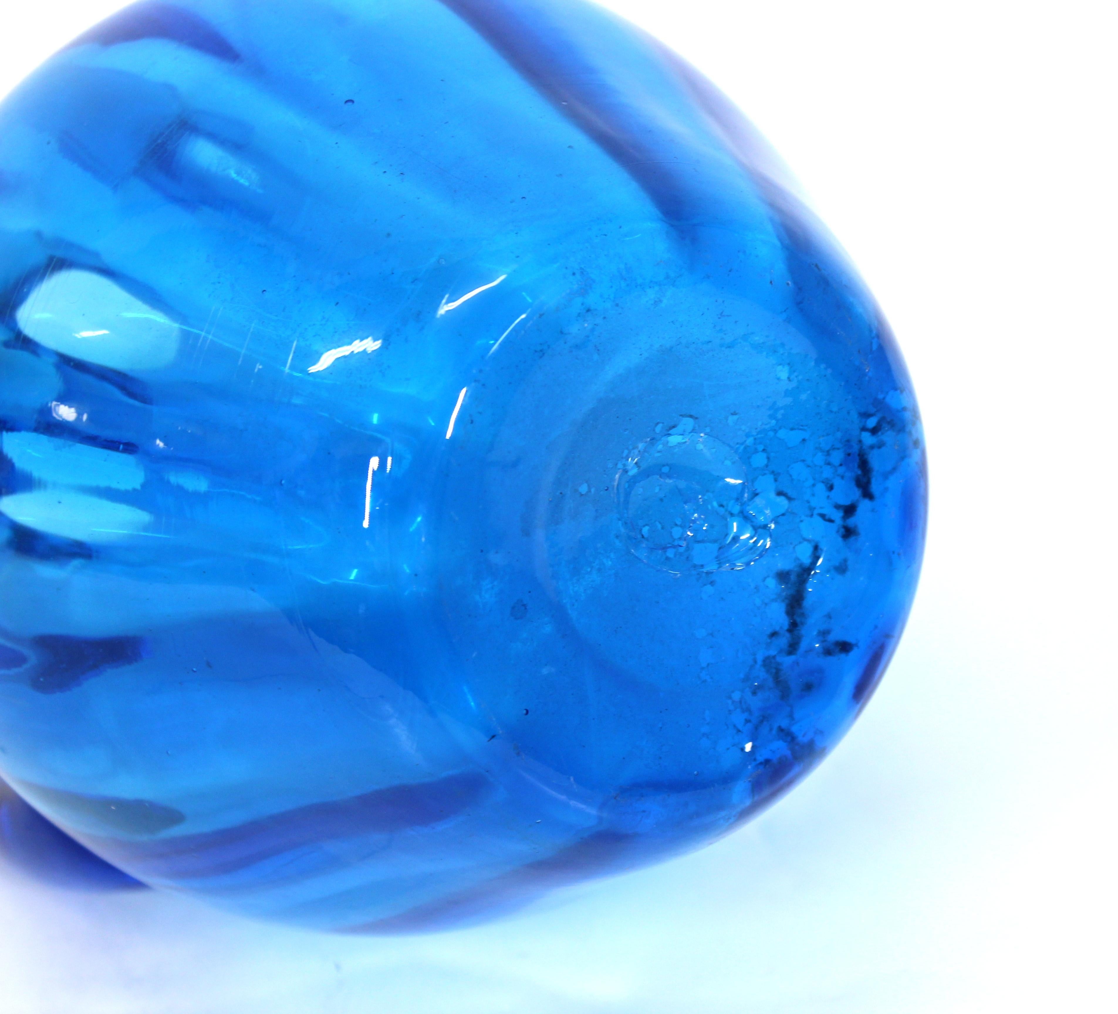 North American Blenko Mid-Century Modern Blue Glass Pitcher