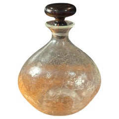Blenko No. 5425 Crackle Glass Decanter with Amber Stopper, Wayne Husted Era 1954
