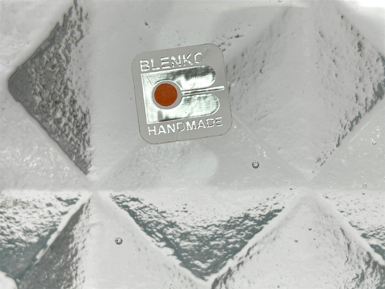Blown Glass Blenko Pyramid Glass Bookends, Pair