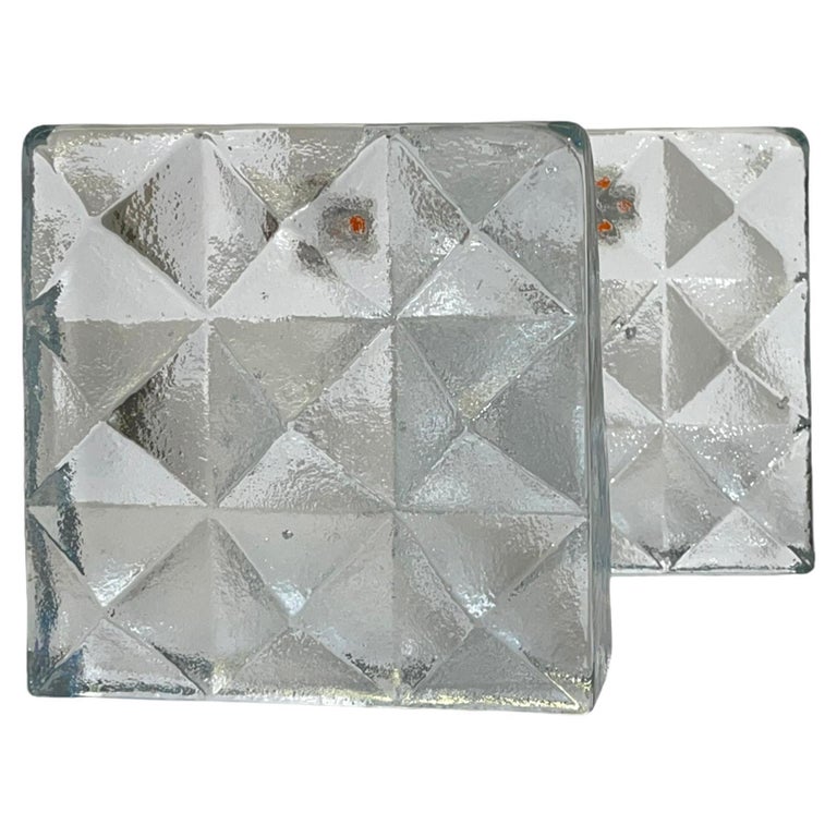 Blenko Pyramid Glass Bookends, Pair
