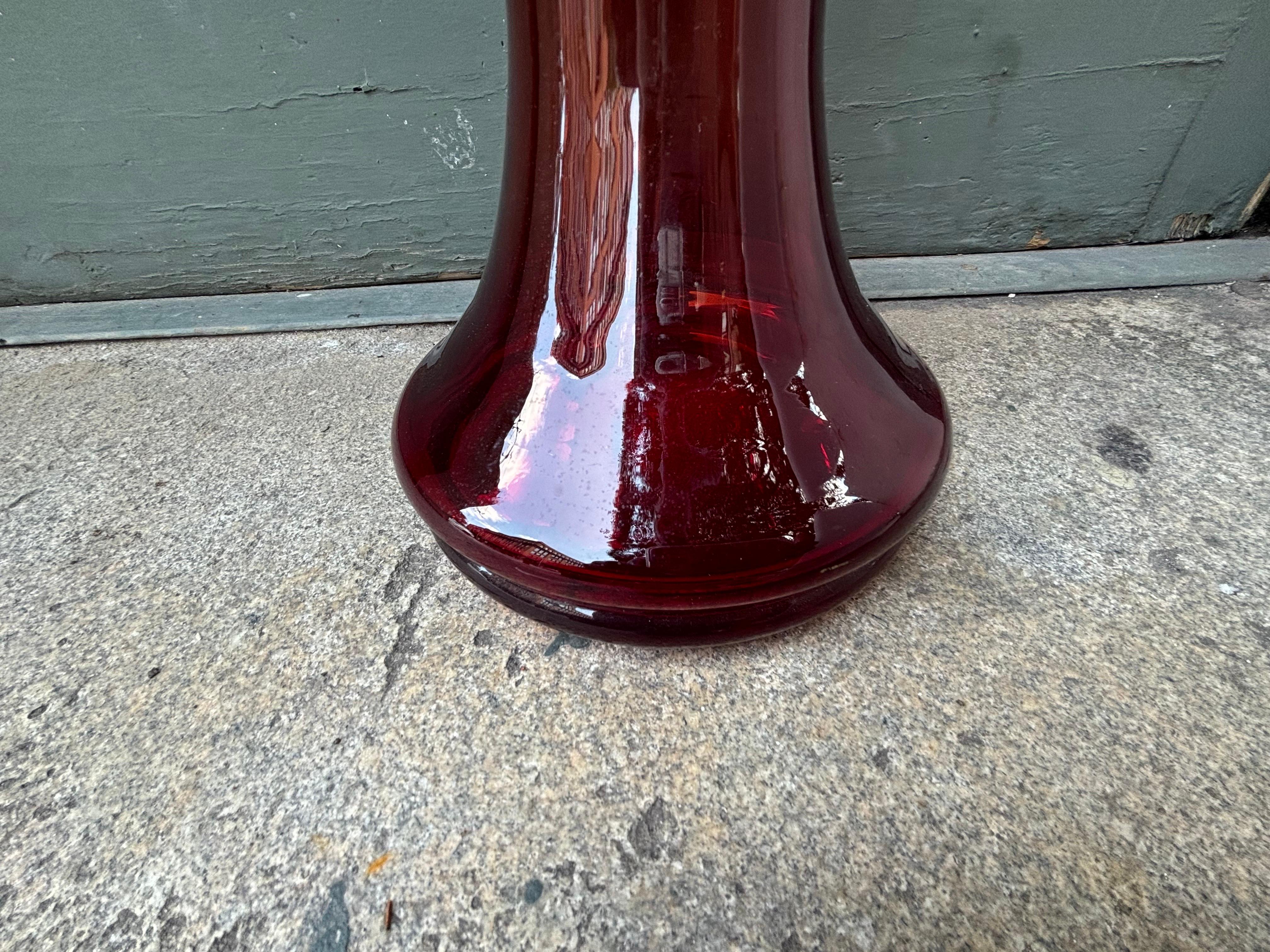 Blenko large Red Glass Vase.  Impressive 25