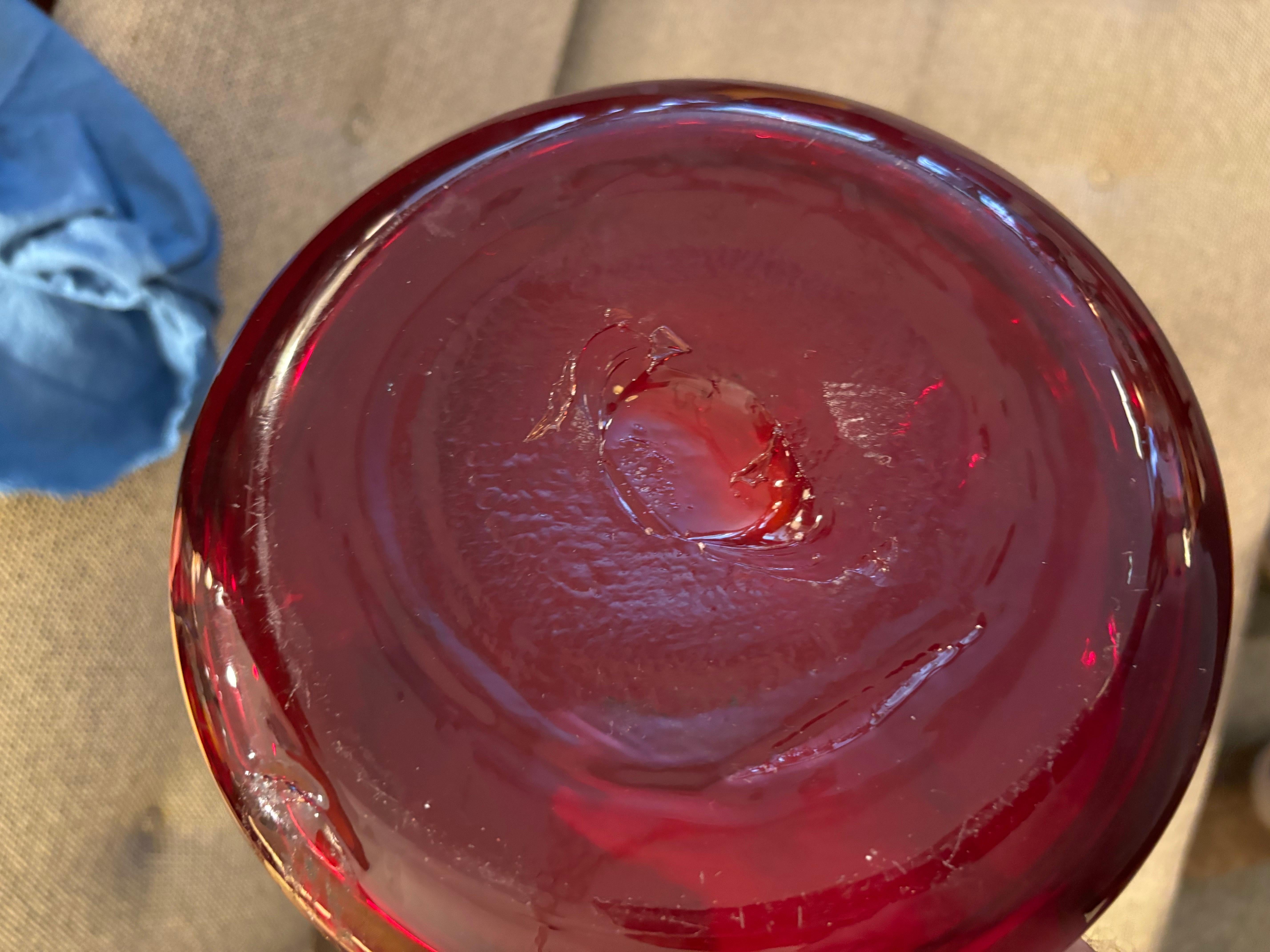 Mid-20th Century Blenko Red Tall Vase designed by Don Shepherd For Sale