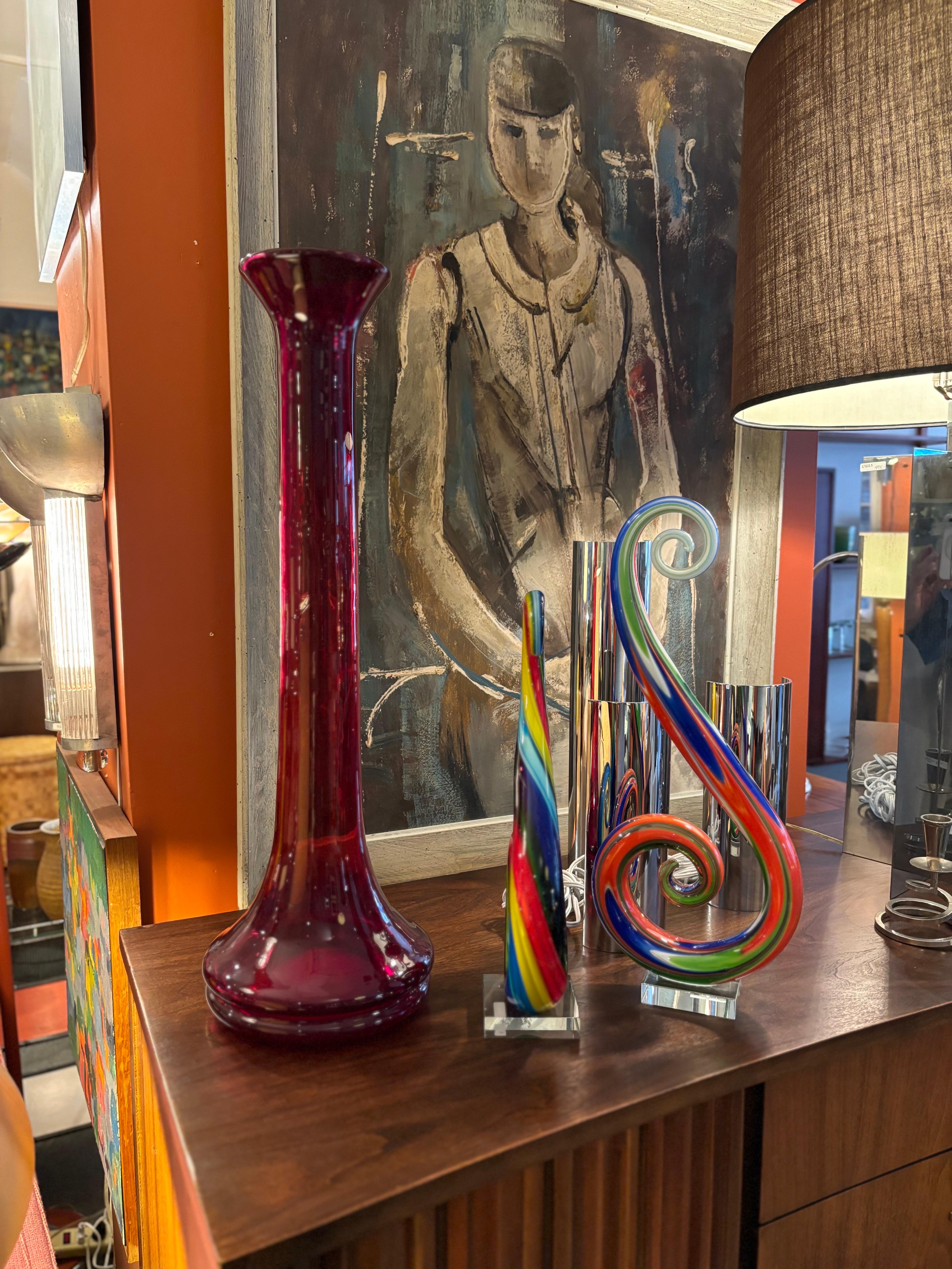 Blenko Red Tall Vase designed by Don Shepherd For Sale 1