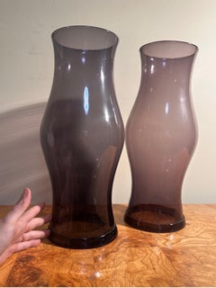 Blenko / Royal leerdam amethyst Purple Hurricane Shade Pair Large 17” Candles