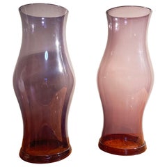 Blenko / Royal leerdam amethyst Purple Hurricane Shade Pair Large 17" Candle