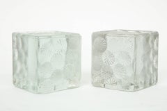 Blenko Solid Glass Block Bookends