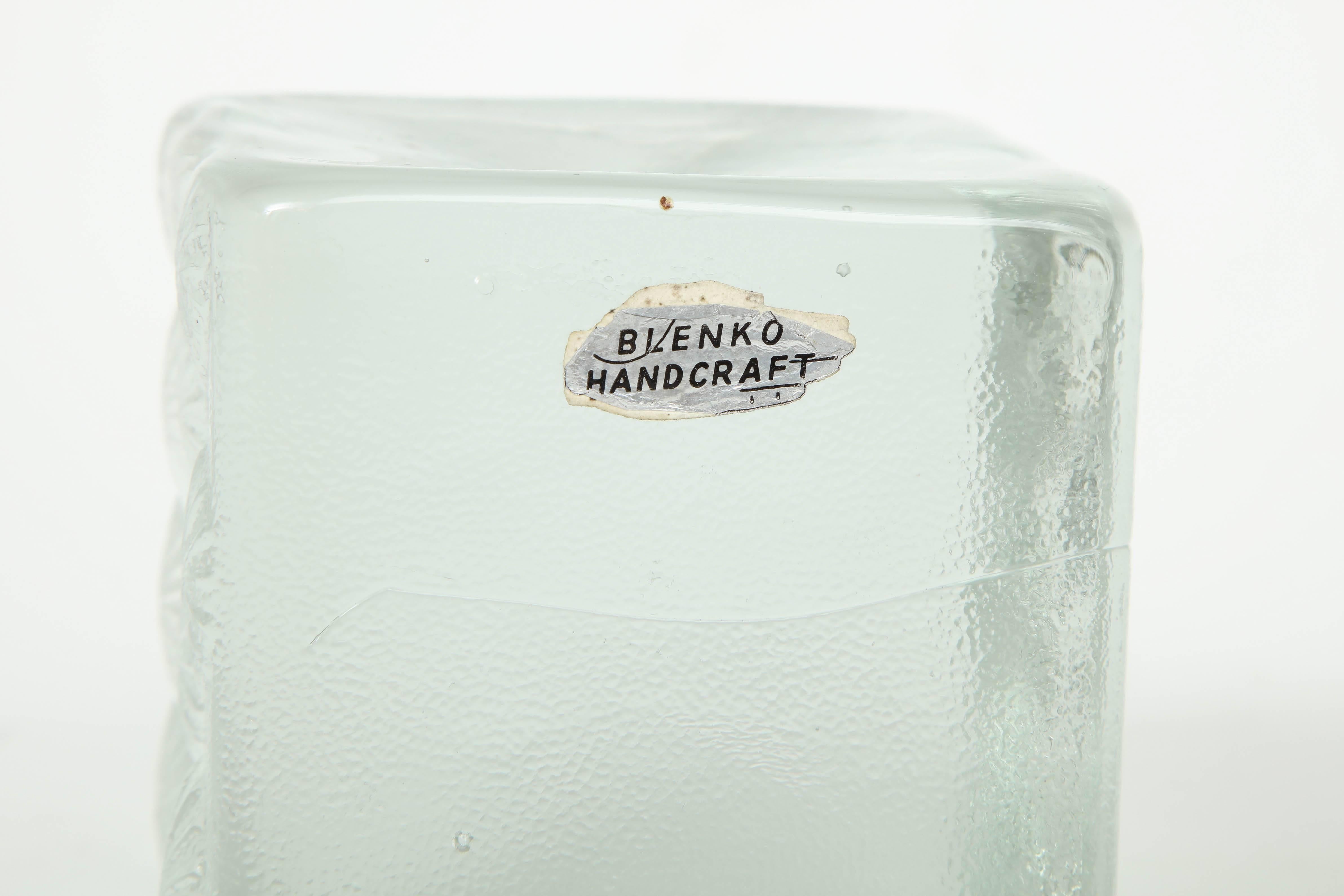 Mid-Century Modern Blenko Solid Glass Block Bookends