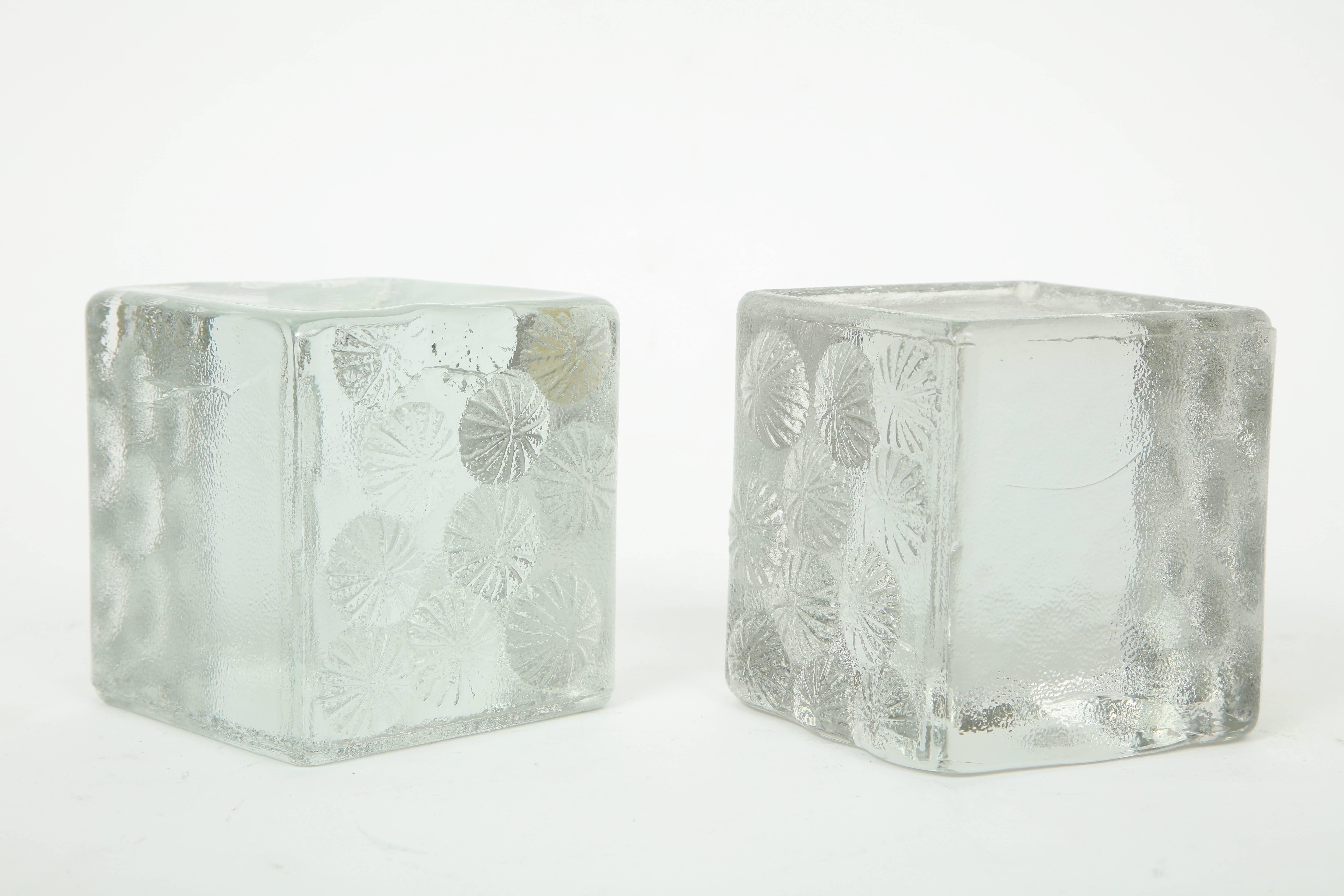 Cast Blenko Solid Glass Block Bookends