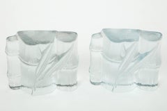 Blenko Mid-Century Modern Glass Bookends, Bamboo Design, 1960s