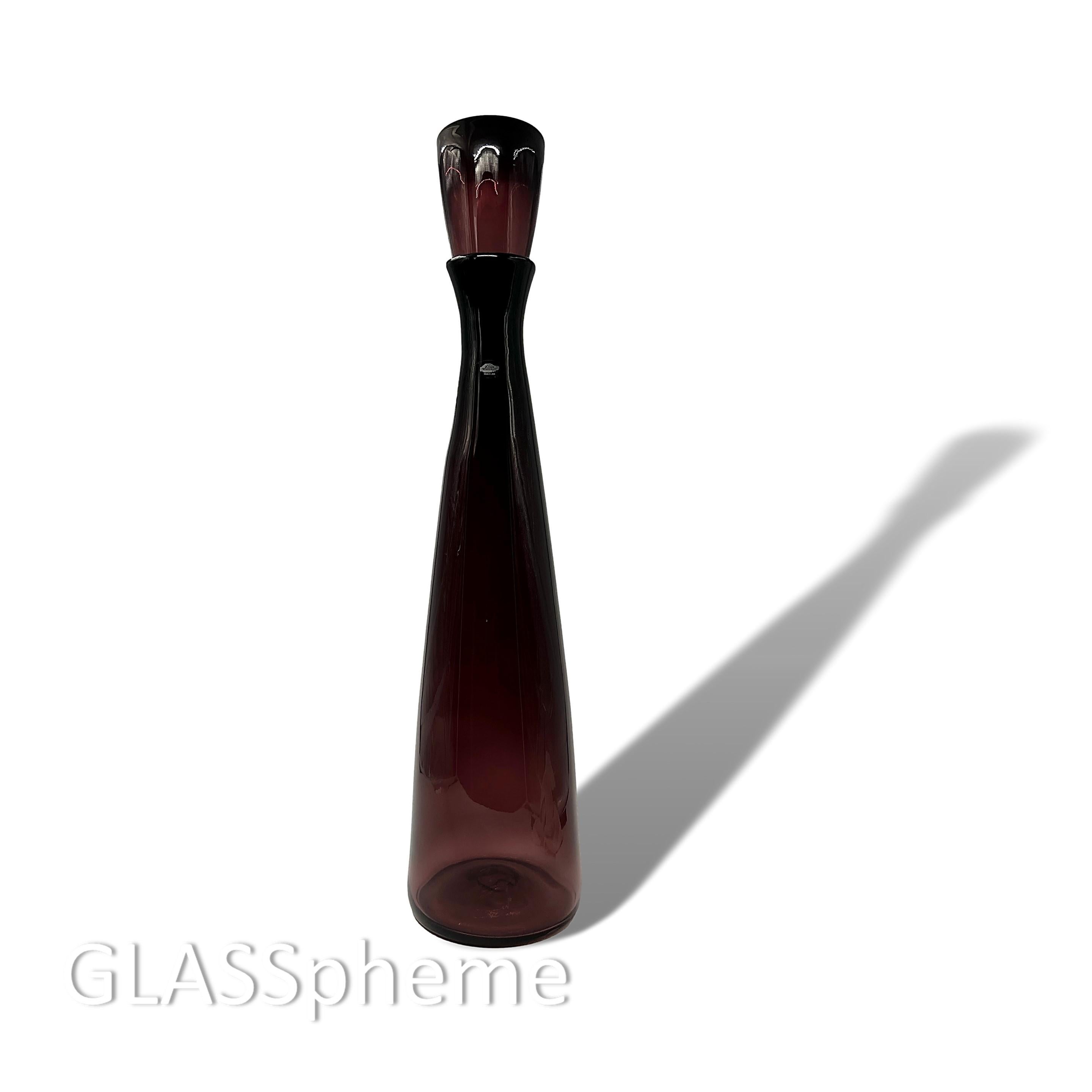 Modern BLENKO Wayne HUSTED Glass Floor  Architectural Decanter in VINEYARD  Purple