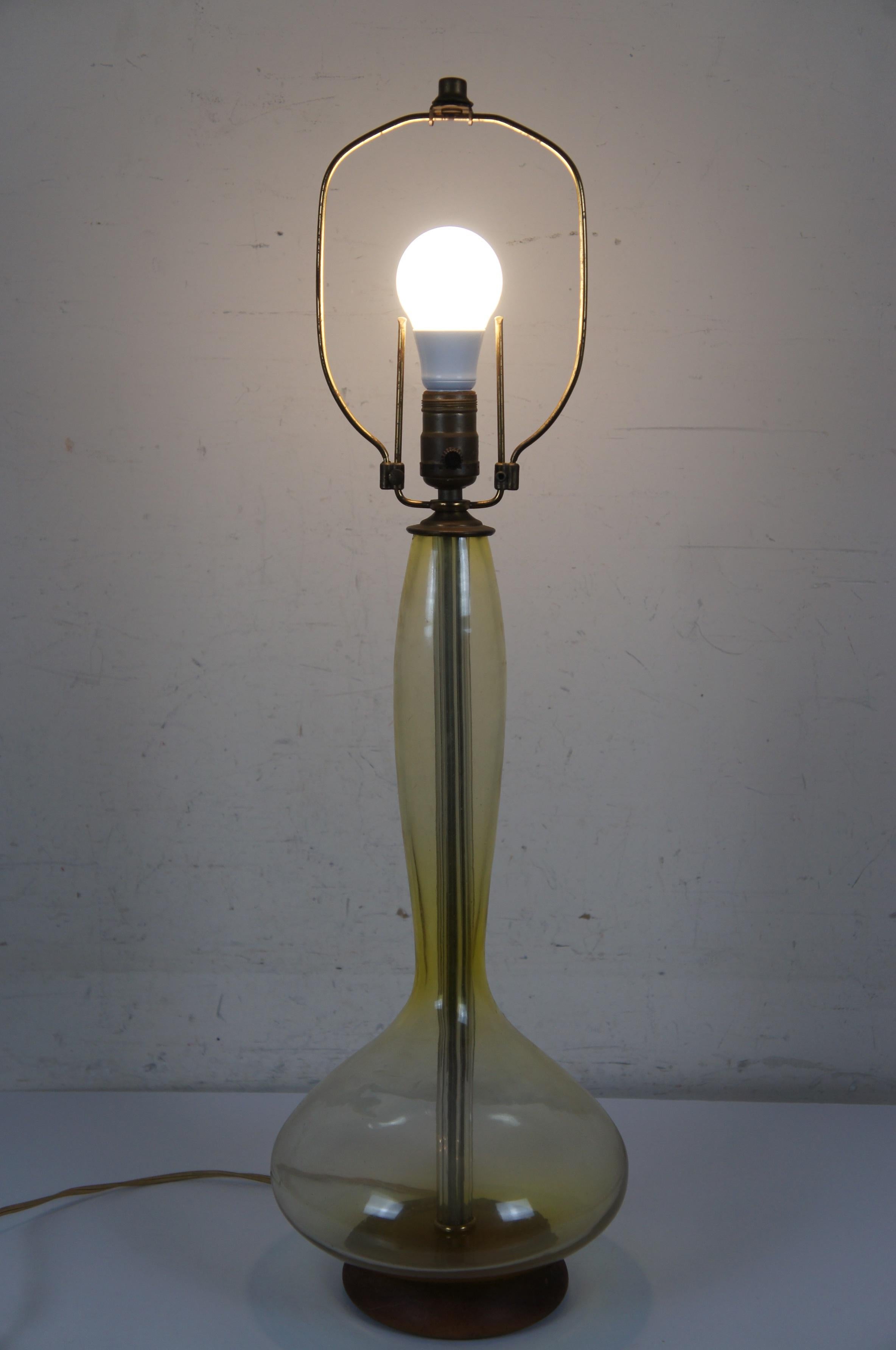 Blenko Wayne Husted Mid Century Modern 5815 Jonquil Lemon Glass Table Lamp 32