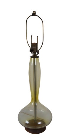 Blenko Wayne Husted Mid Century Modern 5815 Jonquil Lemon Glass Table Lamp 32"