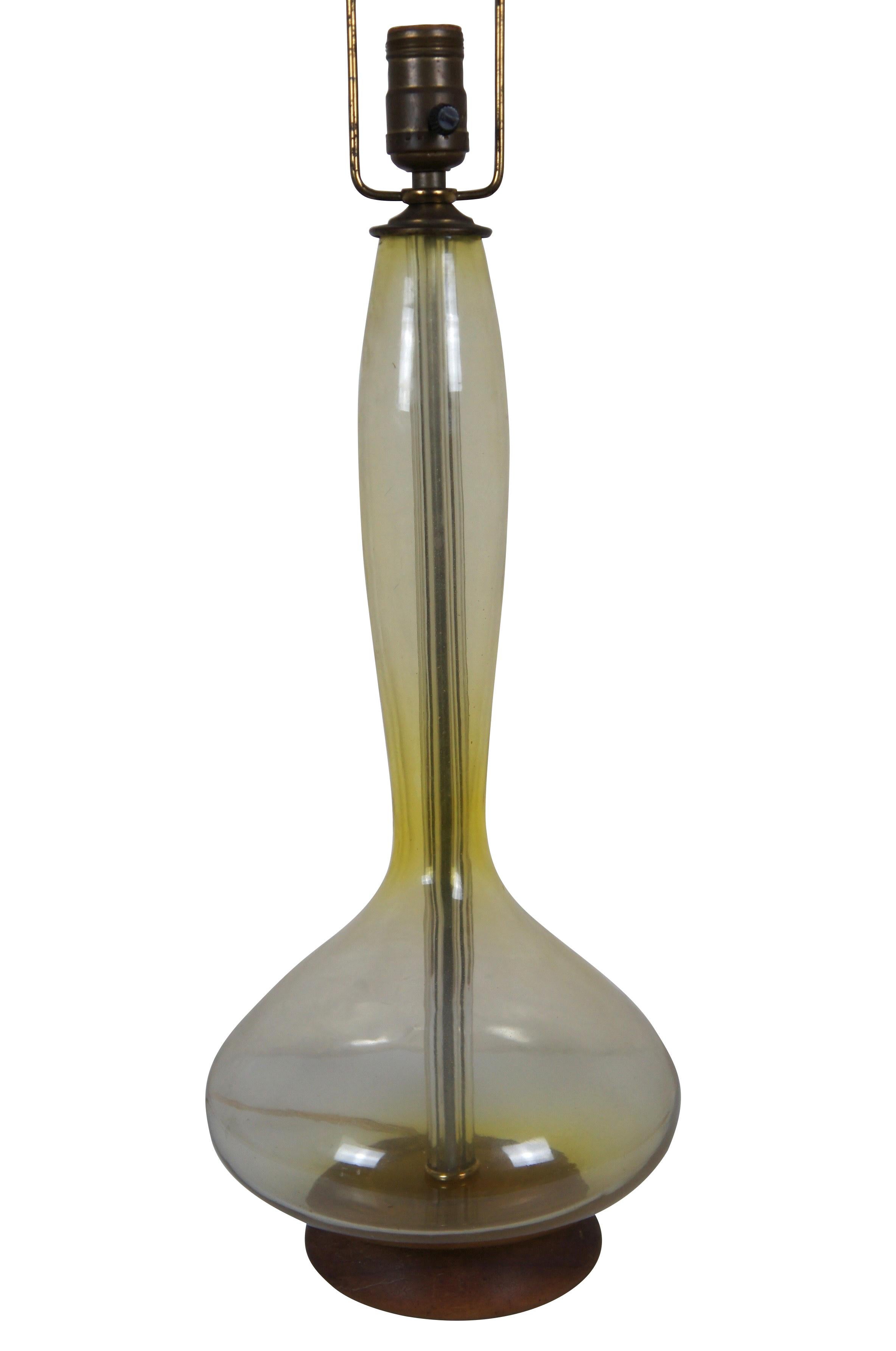Mid-Century Modern Blenko Wayne Husted Mid Century Modern 5815 Jonquil Lemon Glass Table Lamp 32
