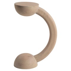 BLEO Auxiliary Table in Red Oak Wood with Cream Wash Tint by Daniel Couttolenc