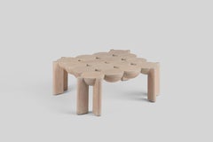 BLEO Coffee Table in Red Oak Wood with Cream Wash Tint by Daniel Couttolenc