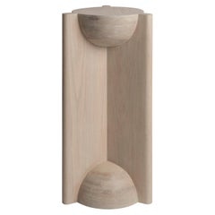 BLEO Pedestal in Red Oak Wood with Cream Wash Tint by Daniel Couttolenc