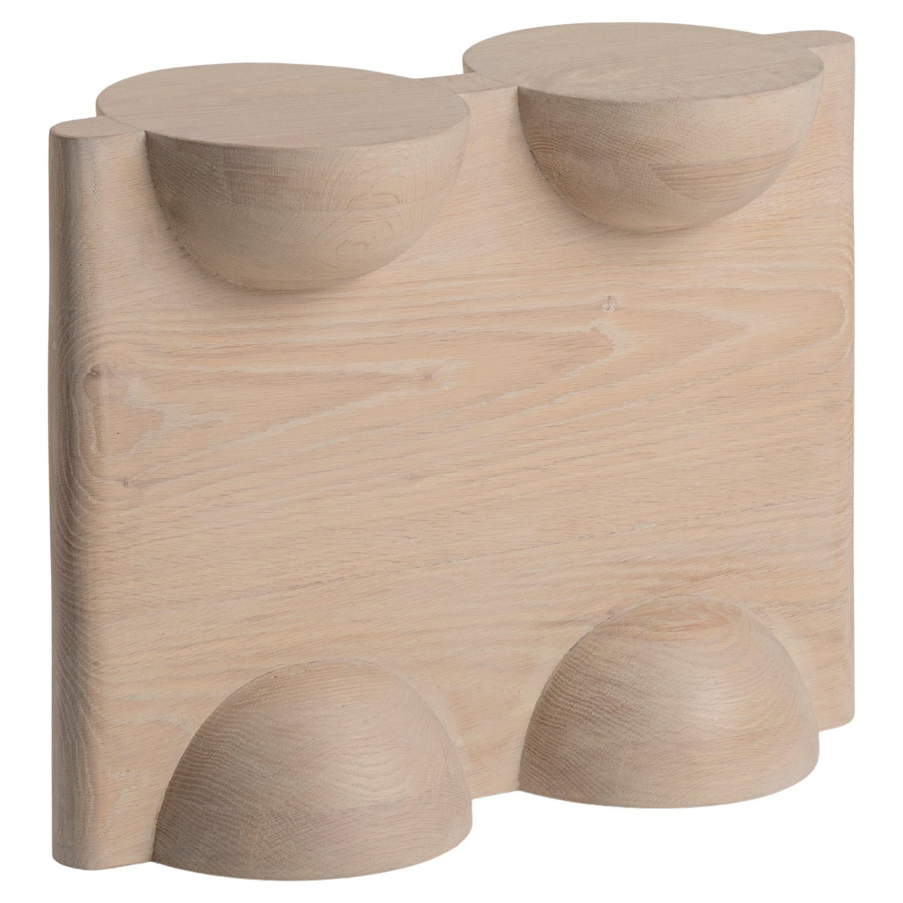 BLEO Stool II in Red Oak Wood with Cream Wash Tint by Daniel Couttolenc