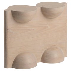 BLEO Stool II in Red Oak Wood with Cream Wash Tint by Daniel Couttolenc