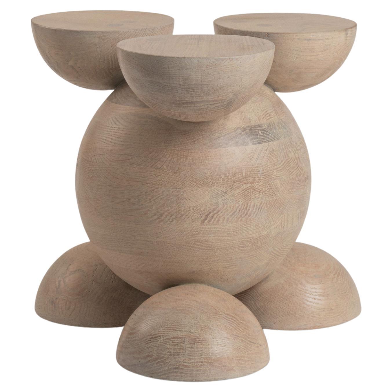 BLEO Stool III in Red Oak Wood with Cream Wash Tint by Daniel Couttolenc