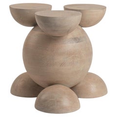 BLEO Stool III in Red Oak Wood with Cream Wash Tint by Daniel Couttolenc