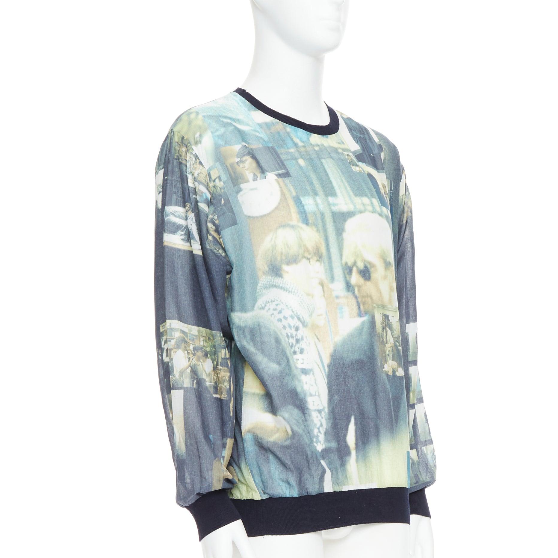 Gray BLESS BERLIN N31 green black 100% cotton portrait photo print pullover L For Sale