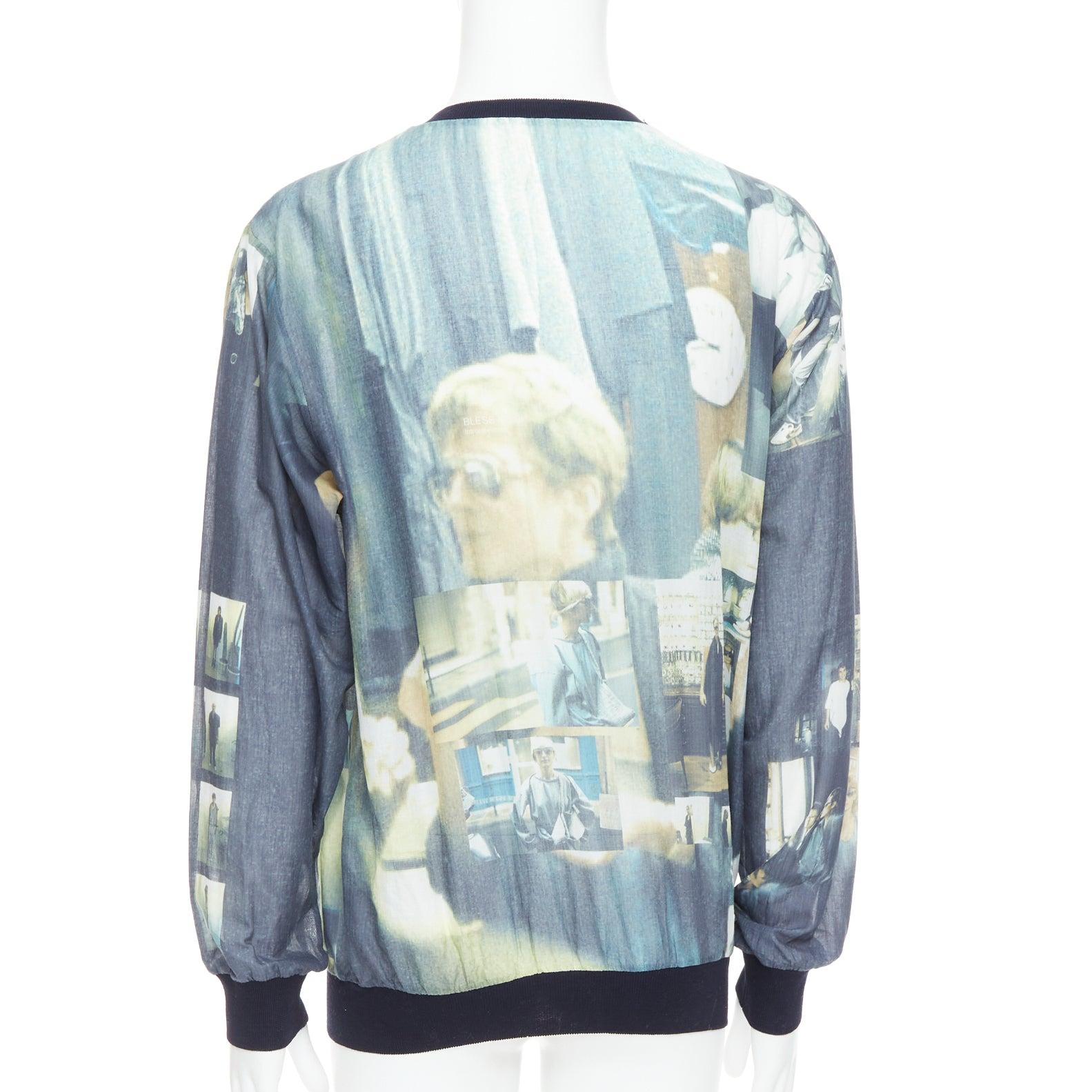 Men's BLESS BERLIN N31 green black 100% cotton portrait photo print pullover L For Sale
