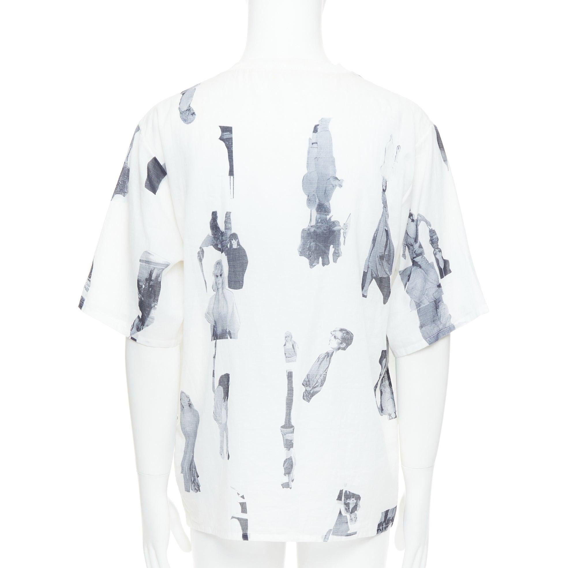 BLESS BERLIN  N31 weiß grau abstrakter Portraitdruck kastenförmiges Top S Herren im Angebot