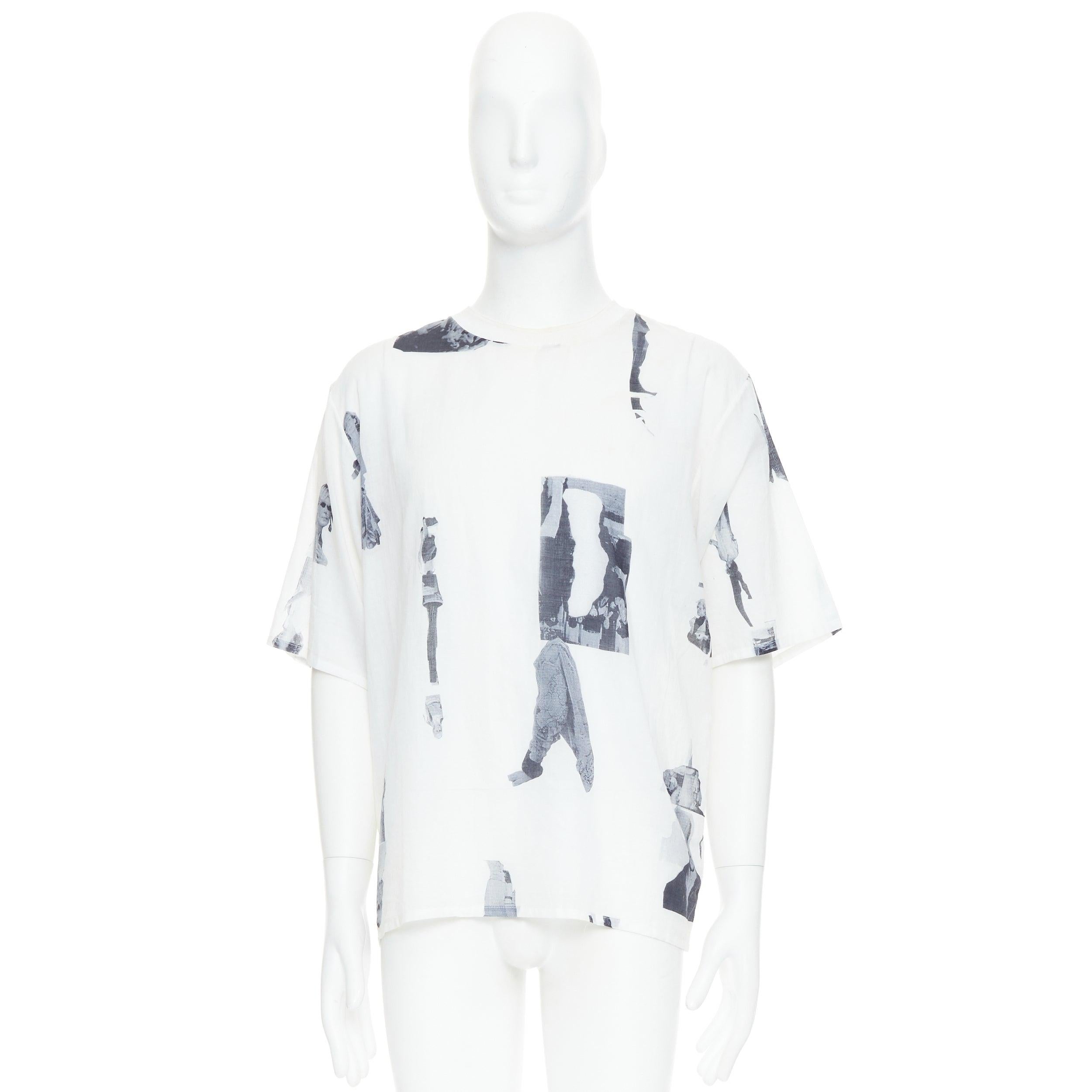 BLESS BERLIN  N31 weiß grau abstrakter Portraitdruck kastenförmiges Top S im Angebot 4