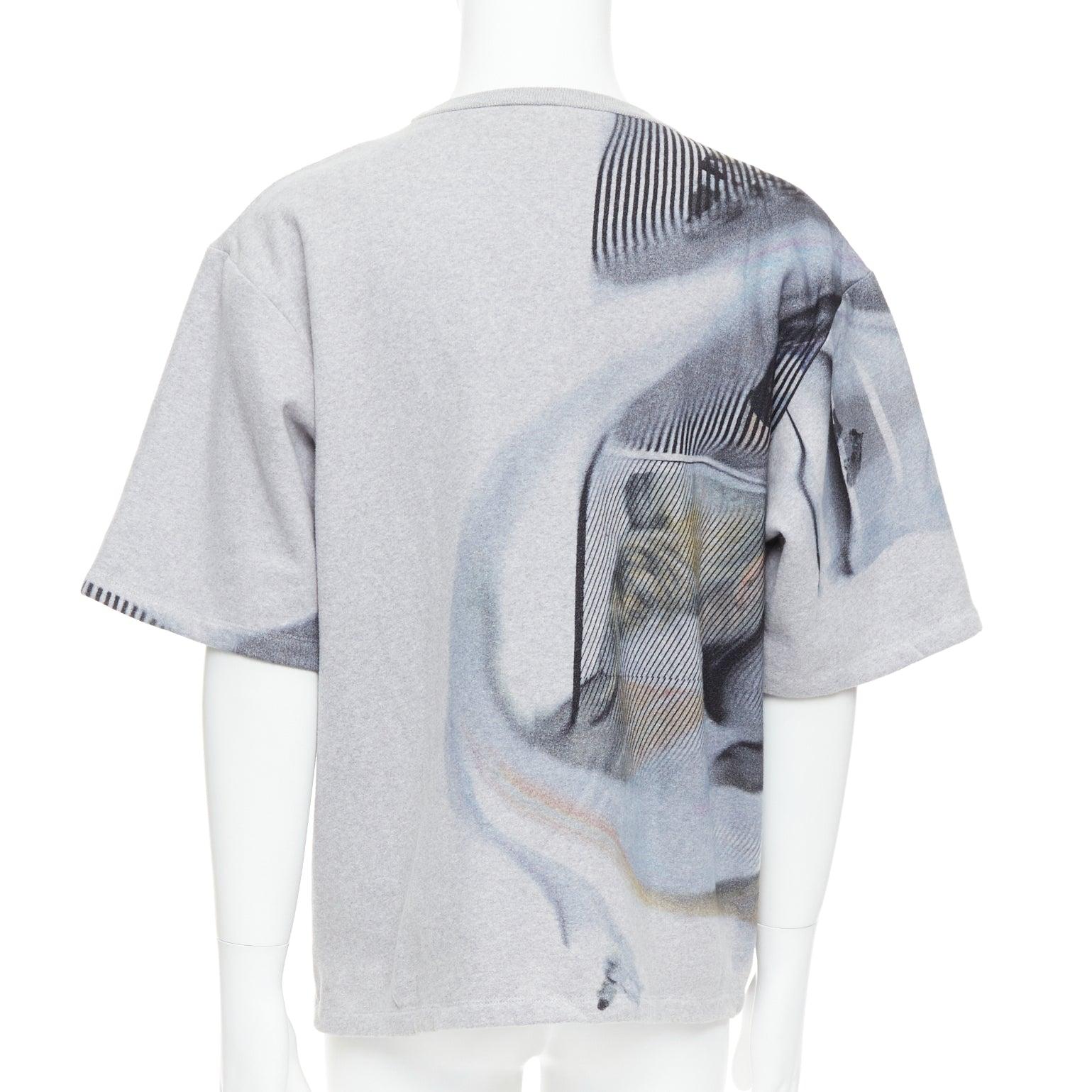 Men's BLESS BERLIN N34 grey portrait photo graphic print cotton terry short pullover S For Sale