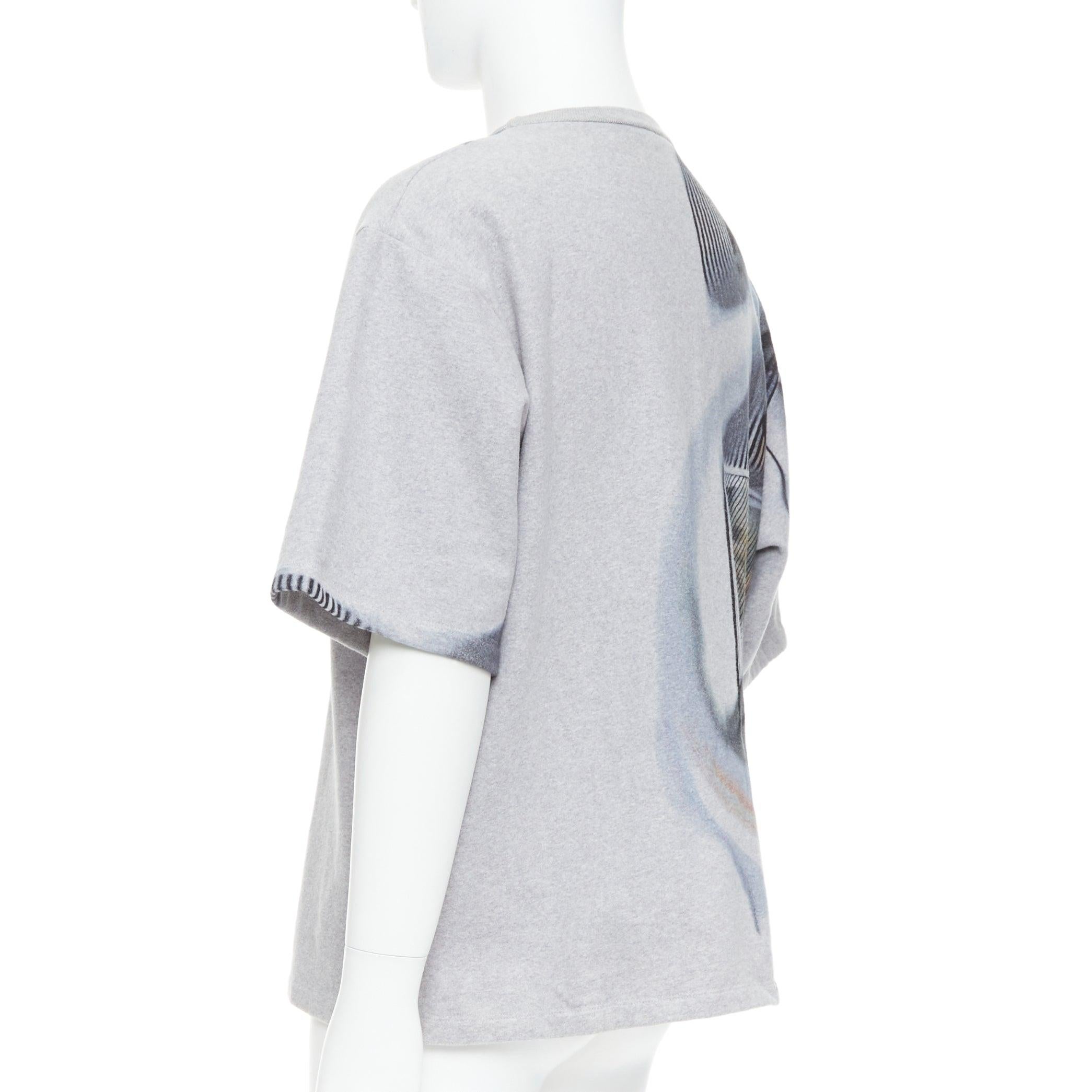 BLESS BERLIN N34 grey portrait photo graphic print cotton terry short pullover S For Sale 1