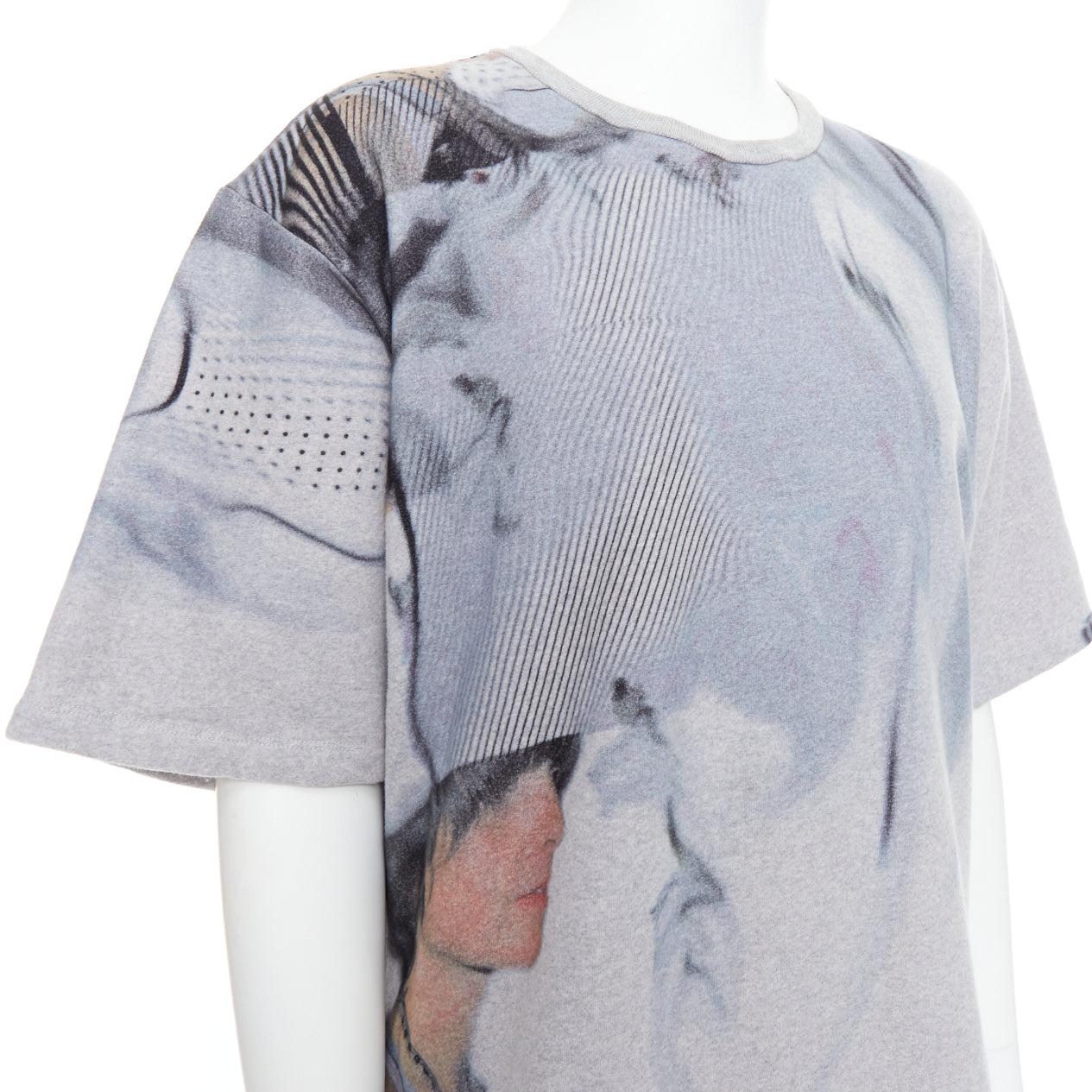 BLESS BERLIN N34 grey portrait photo graphic print cotton terry short pullover S For Sale 2