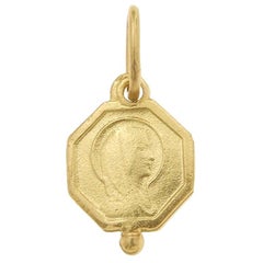 Blessed Mother Charm Pendant, 18 Karat Yellow Gold