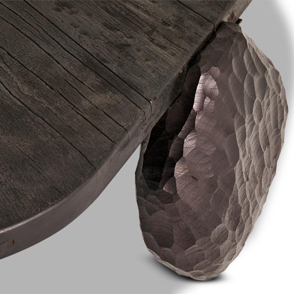 South African Blessing Hand Chiseled Ebonized & Shou Sugi Ban Hardwood Coffee Table  For Sale