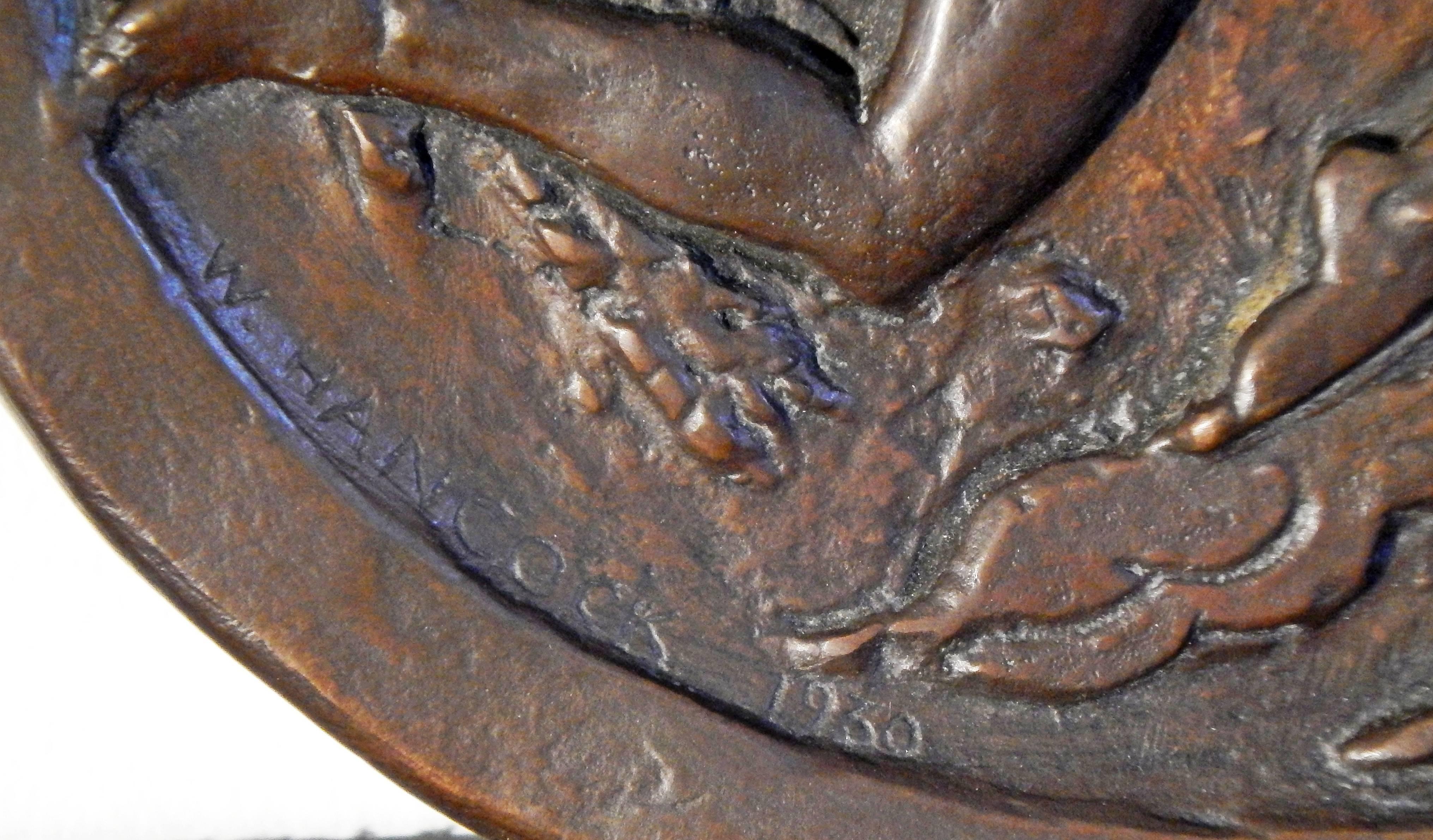 Moulage « Blessing the Fishing Industry », sculpture Art déco en bronze en bas-relief d'un nu en vente