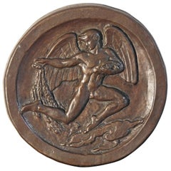 Used "Blessing the Fishing Industry, " Art Deco Bas Relief Bronze Sculpture with Nude