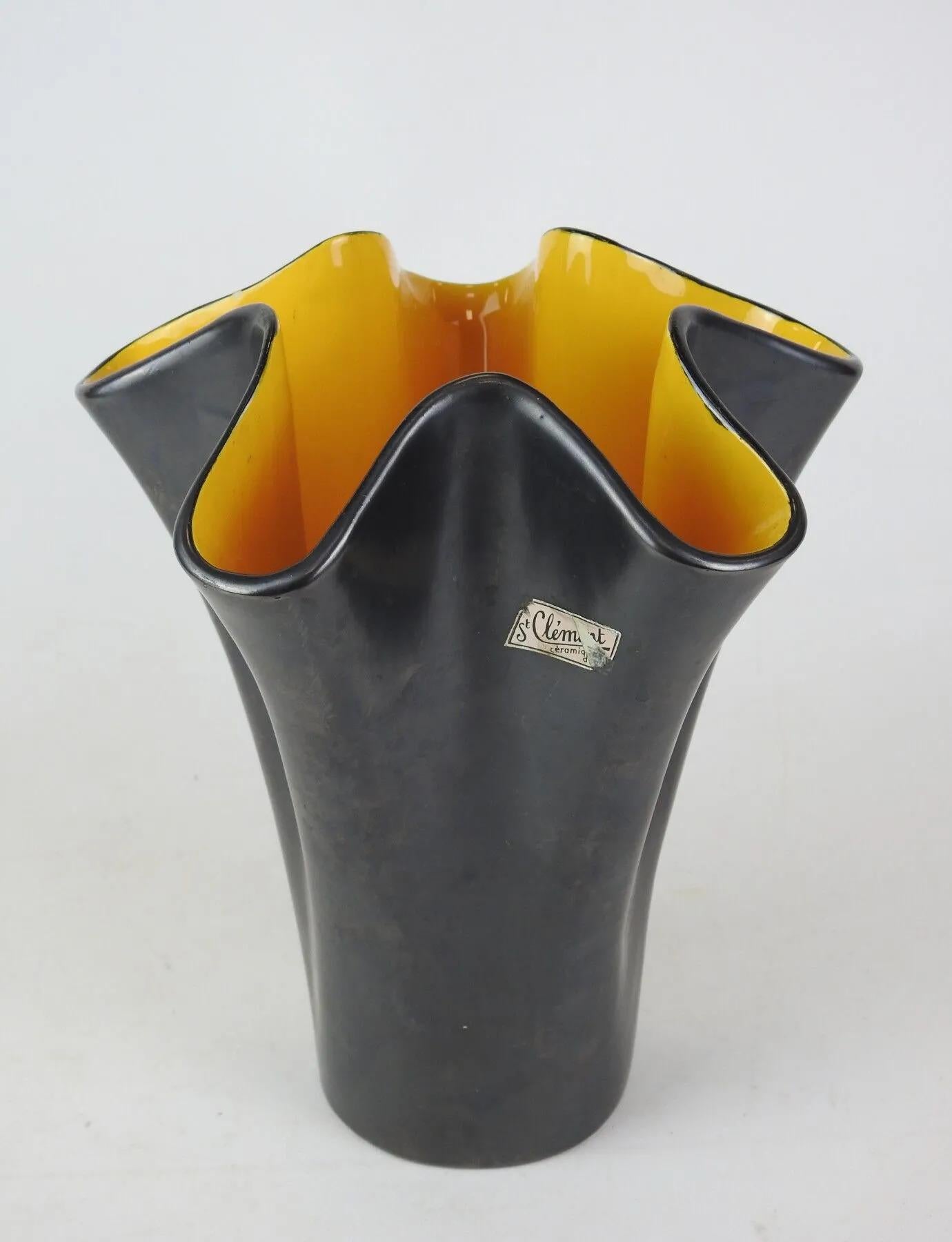 French B.Letalle, Saint Clement ceramic Vase , circa 1950 For Sale