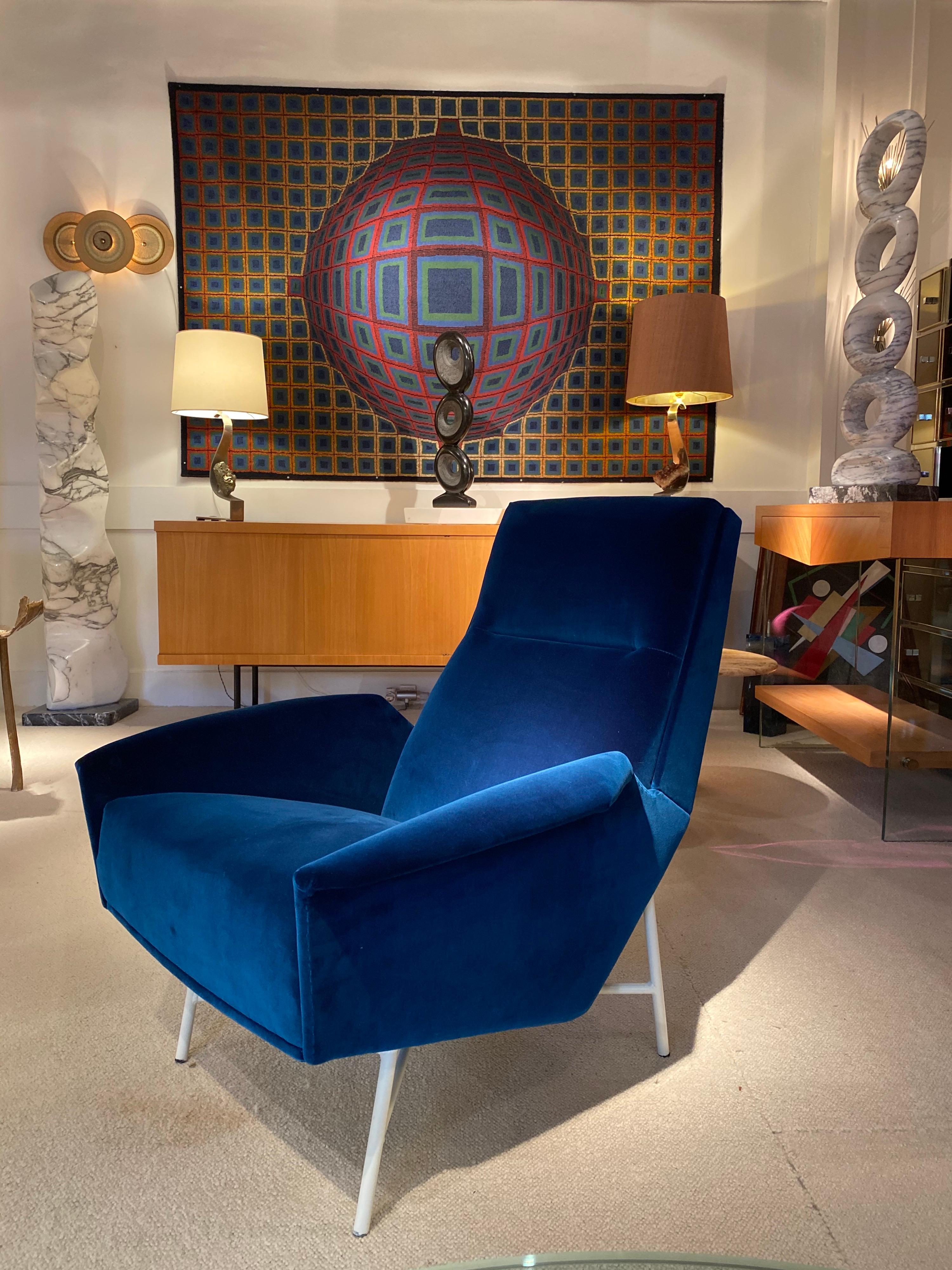 Metal Bleu Armchair by Claude Delor