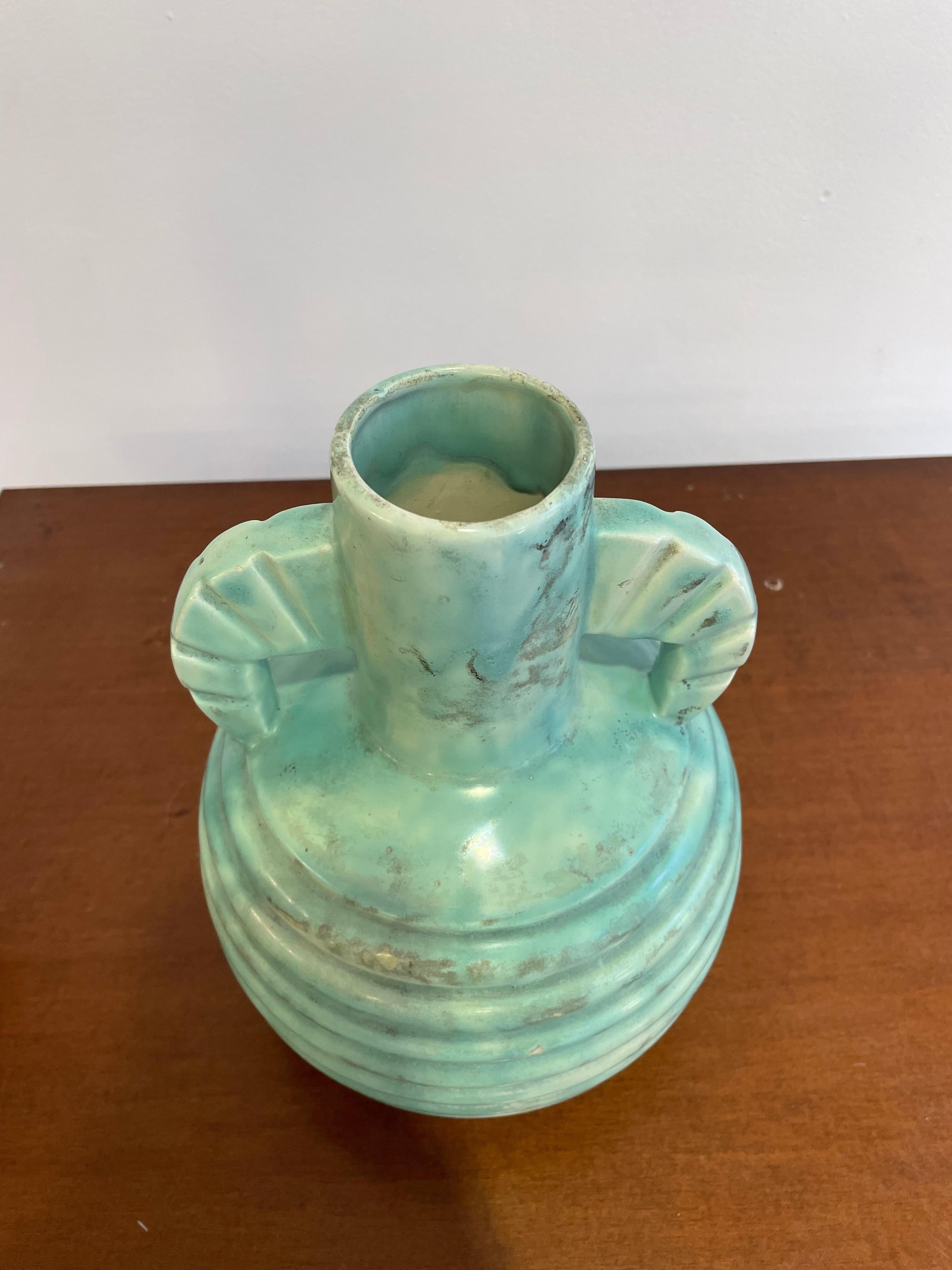 Early 20th Century Bleu Ceramic Vase by Boch, 1920s For Sale
