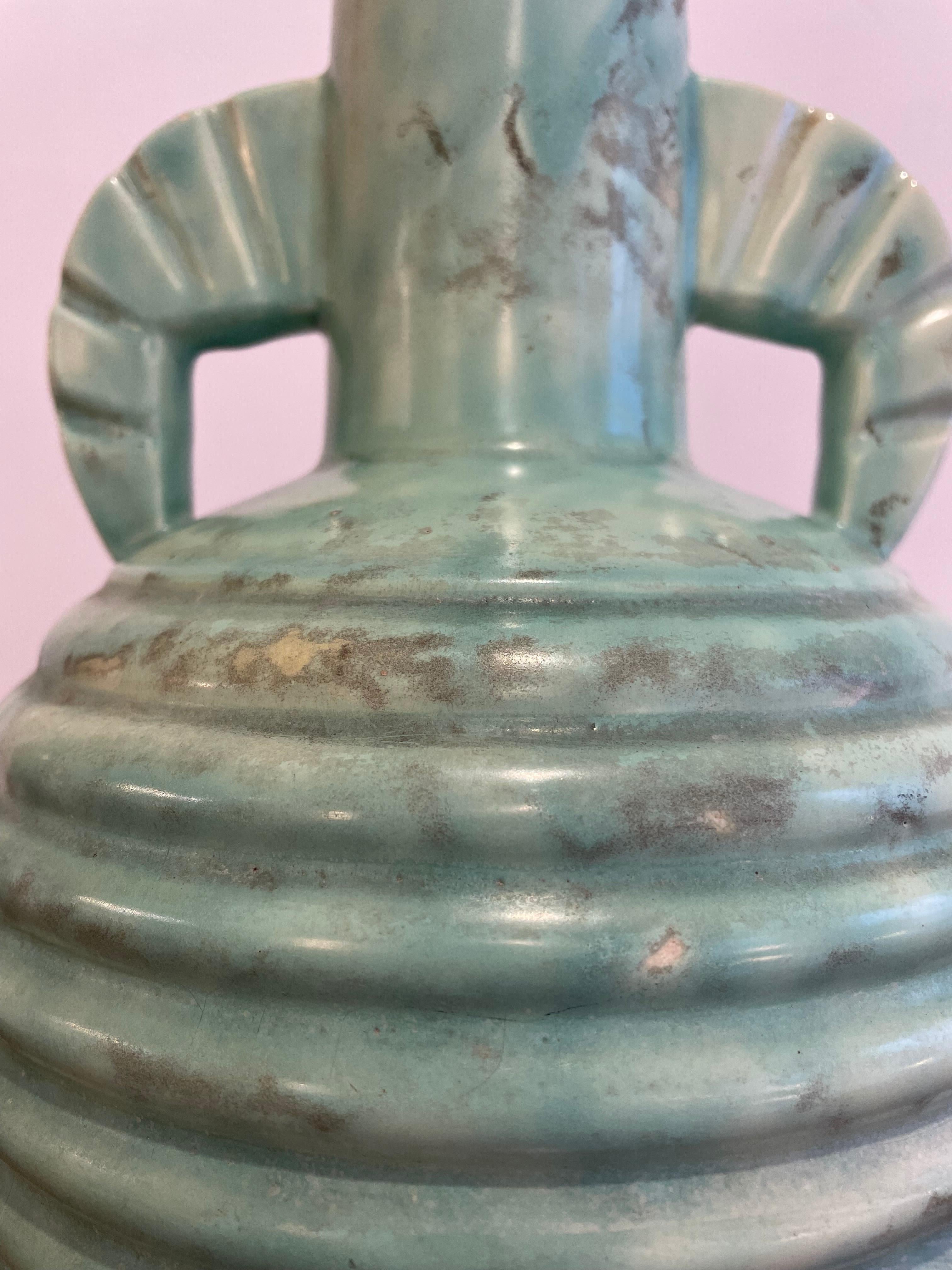 Bleu Ceramic Vase by Boch, 1920s For Sale 1