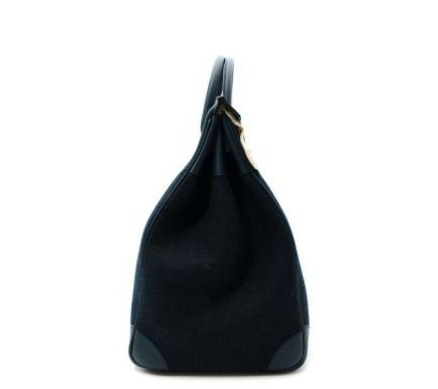 Nero Hermes Bleu Nuit Todoo Feutre & Blue de Malte Evercolour Birkin 40 HAC PHW in vendita