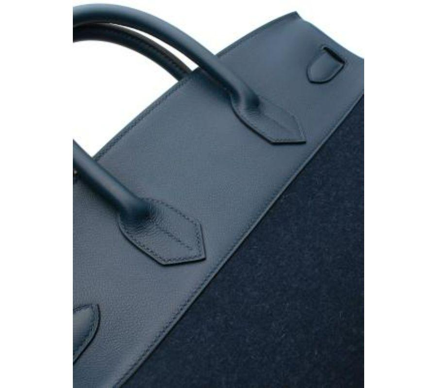 Hermes Bleu Nuit Todoo Feutre & Blue de Malte Evercolour Birkin 40 HAC PHW in vendita 3