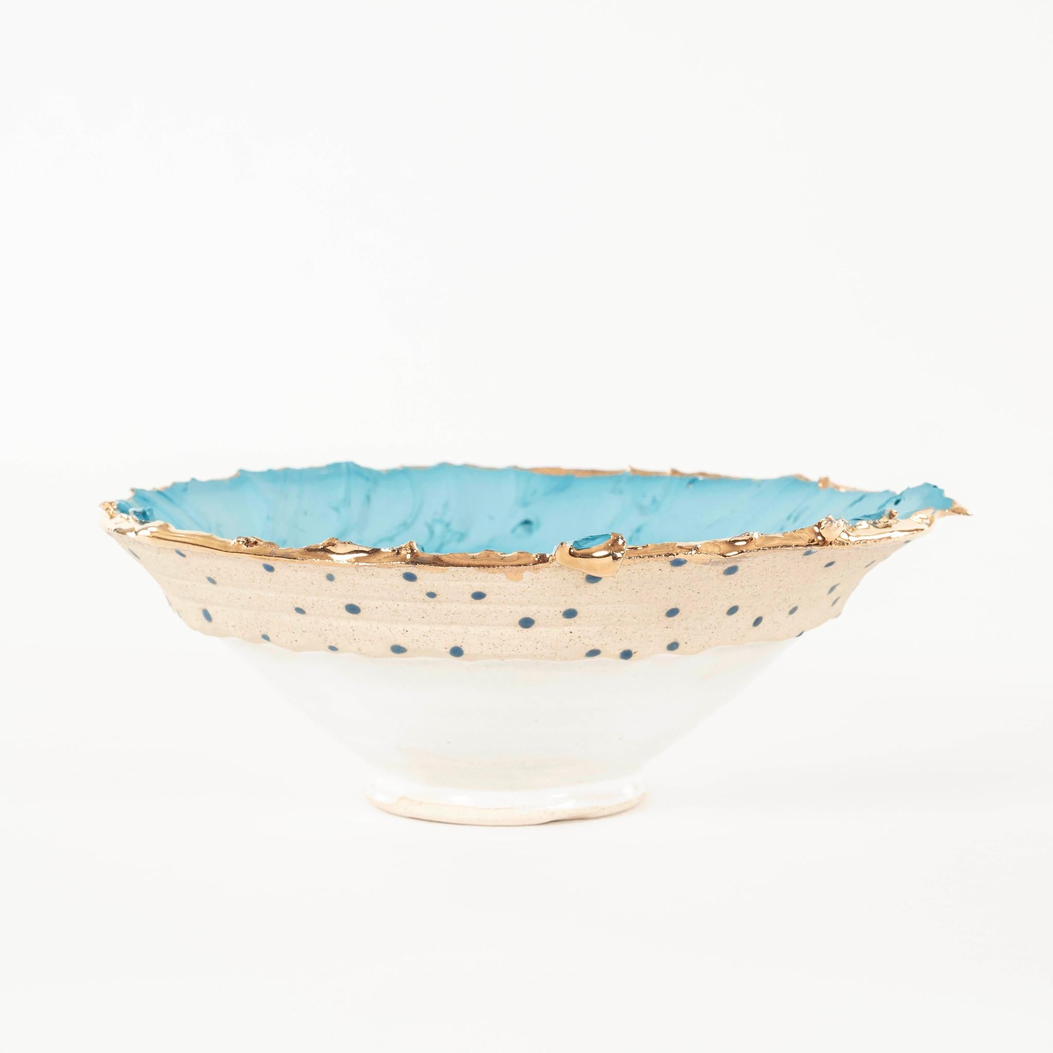 Bleu Patisse Confetti Porcelain Bowl Chase Gamblin In Excellent Condition For Sale In Houston, TX
