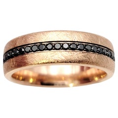 Bleu Royale Textured Rose Gold Fancy Black Diamond Wedding Band Ring