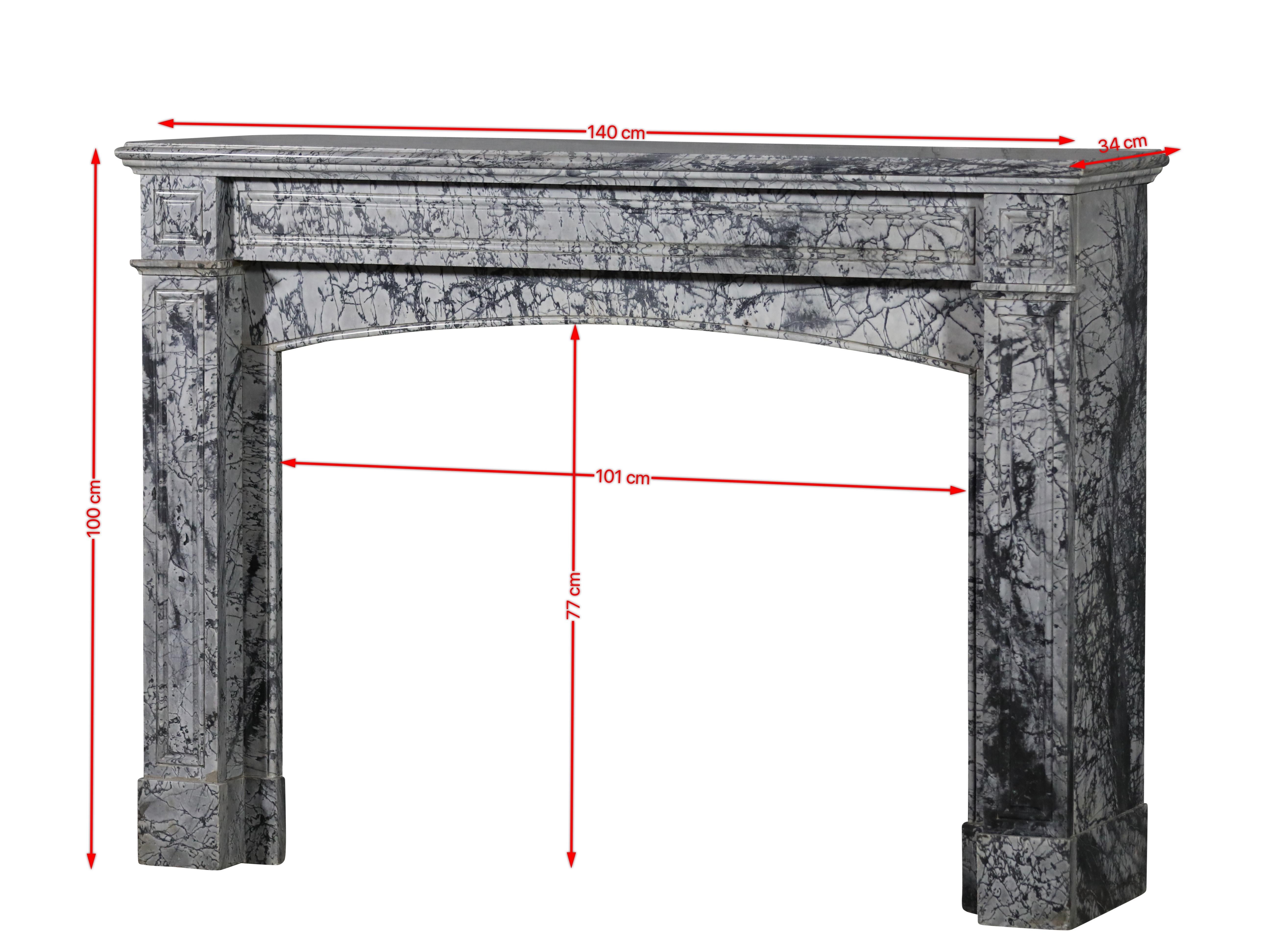 Louis Philippe Bleu Turquin Marble Fireplace Surround In Great Condition For Timeless Design For Sale
