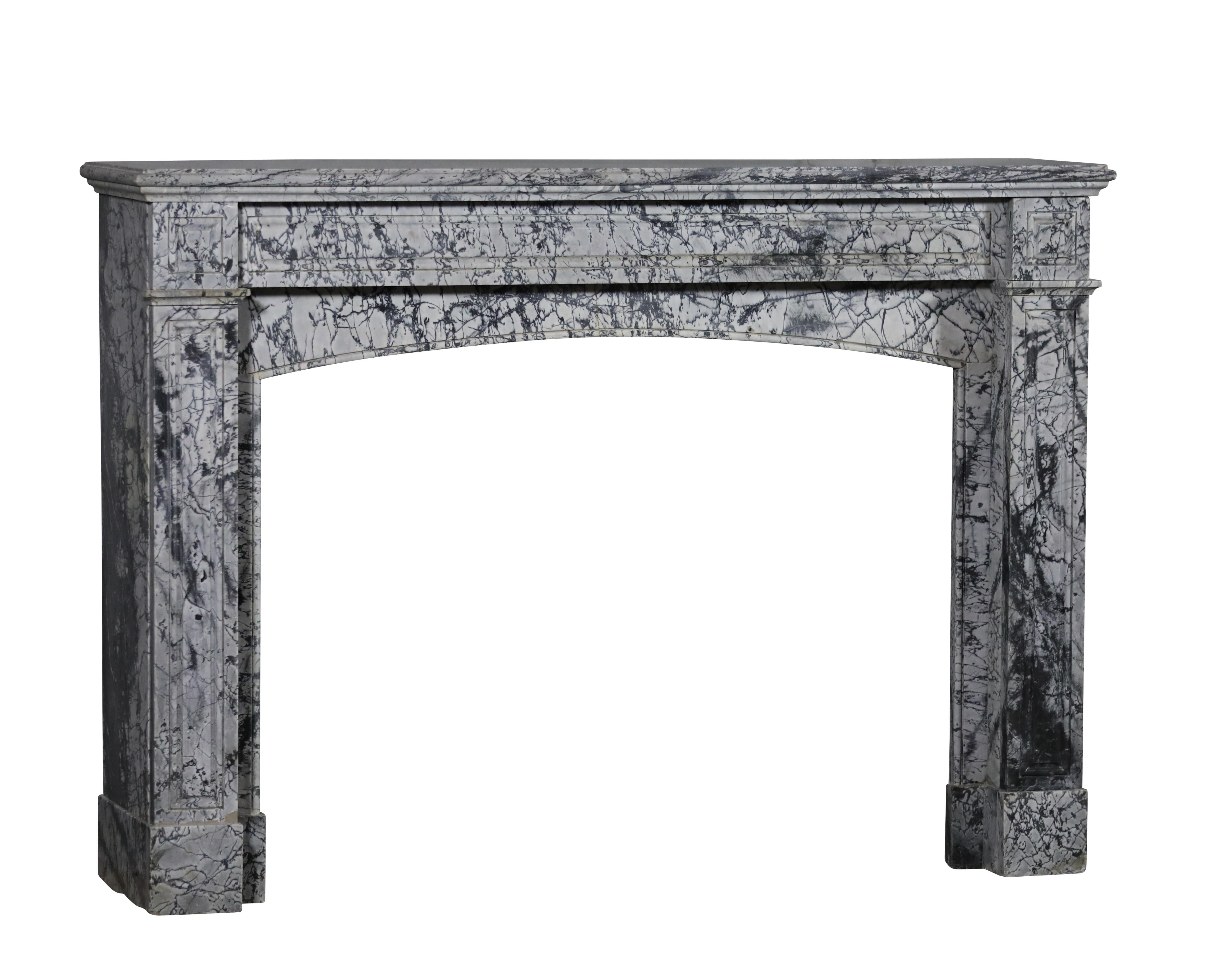 Belgian Bleu Turquin Marble Fireplace Surround In Great Condition For Timeless Design For Sale