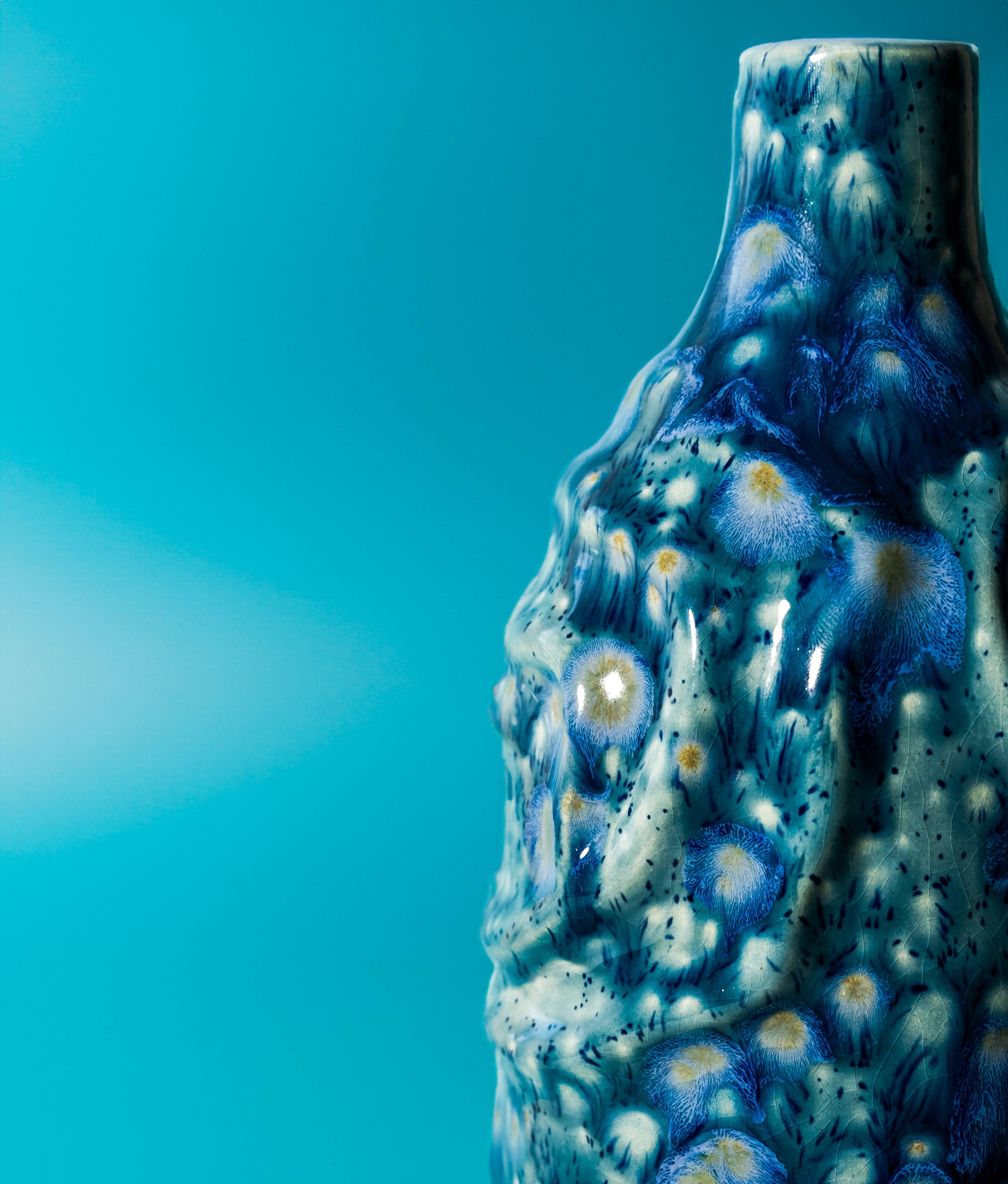Smaltato Bleue Vase Contemporary  Handmade Ceramic Vase by Busra Ozdemir in vendita