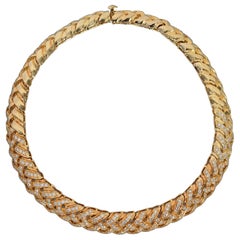 Blickman Lattice Gold and Diamond Choker Necklace